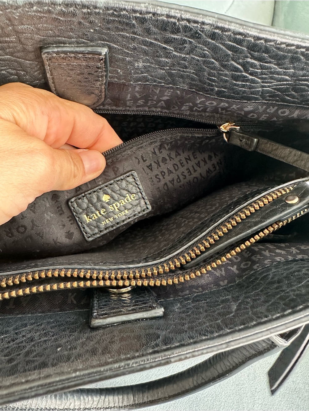 kate spade Black Embossed Leather Top-Handle tote - Picture 11 of 16